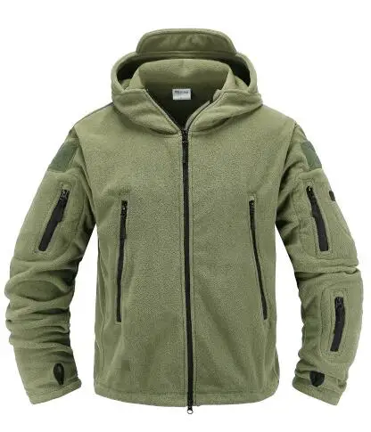 Тактическая флисовая куртка Военная Униформа Мужская теплая мягкая оболочка Повседневная куртка с капюшоном армейская одежда - Цвет: GREEN