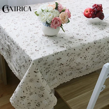 

CANIRICA Table Cloth Linen Tablecloth Flower Kitchen Decoration Table Cover Rectangular Picnic Mat Home Decor Accessories Gift
