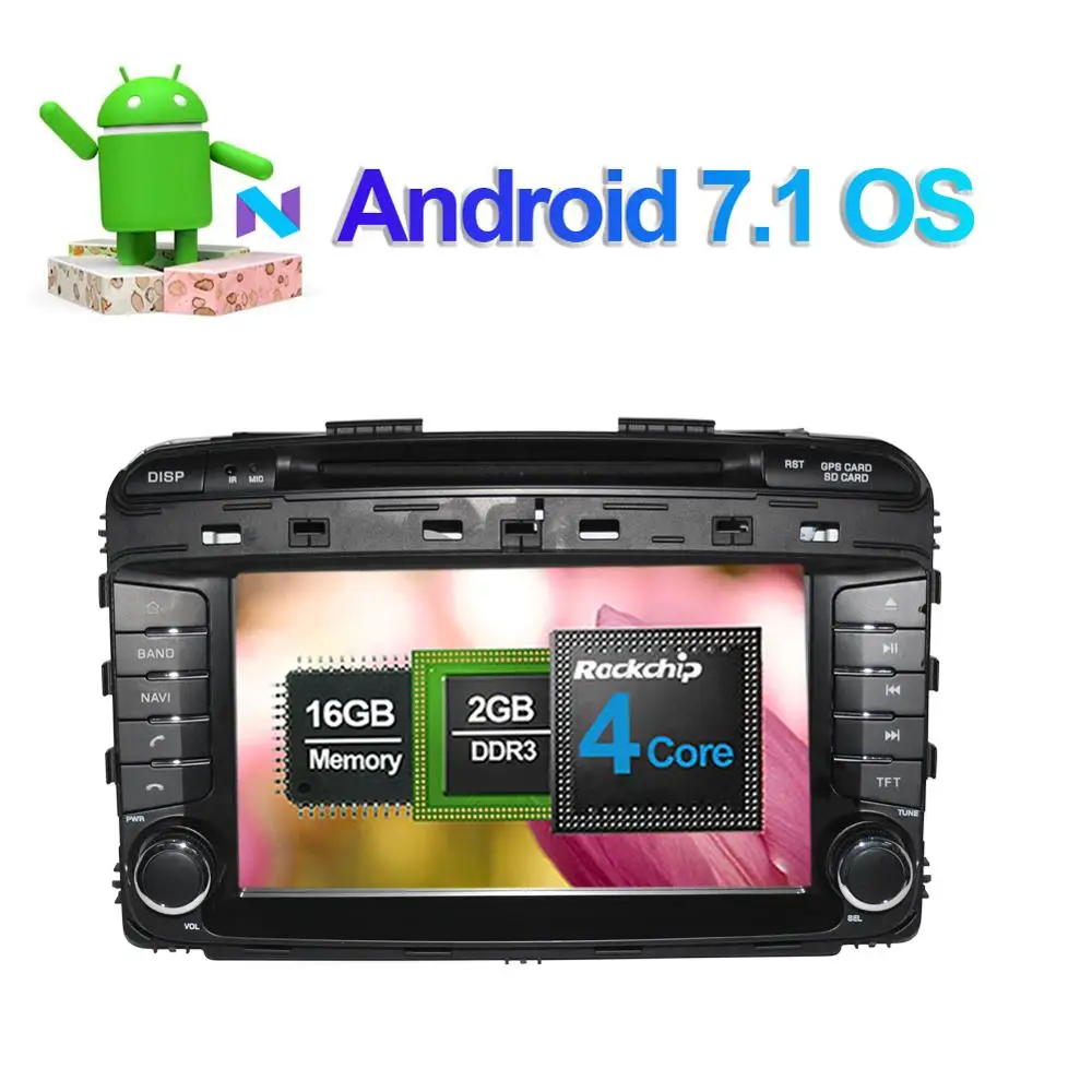 Best 8 Inch Android 8.0 Octa Core 4GB RAM 32G ROM Car PC DVD CD Player For Kia Sorento 2015- GPS Navigation Radio Stereo WIFI 4G 2