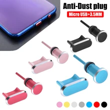 1 conjunto universal micro usb porto de carregamento e 3.5mm fone de ouvido jack metal anti-poeira plug universal para android telefone porta rolha