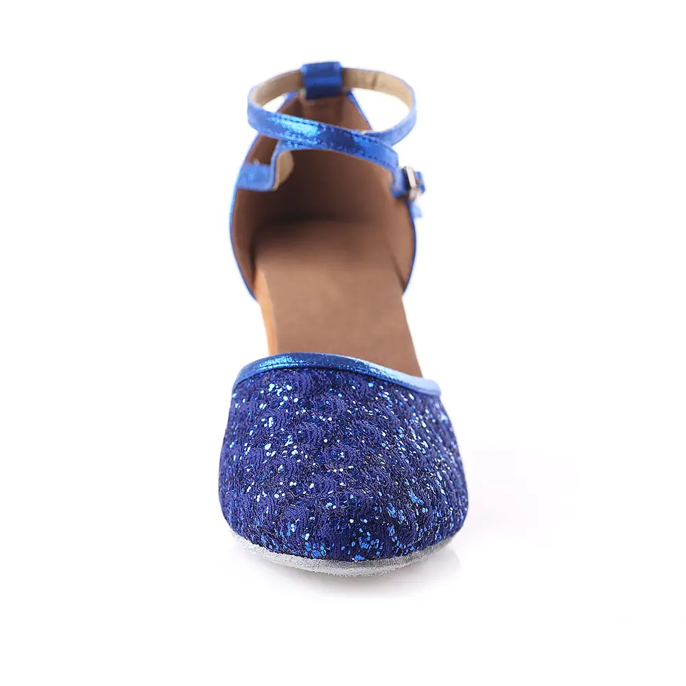 Женская обувь для взрослых; Танцевальная обувь для латинских танцев/сальсы/Танго; Обувь для бальных танцев с закрытым носком; цвет синий, черный; обувь для вечеринок на высоком каблуке 5, 7 см