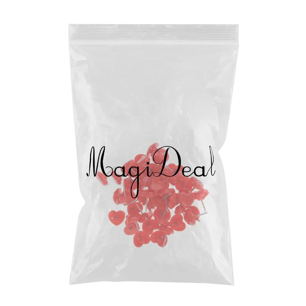 50pcs Heart Shape Head Push Pins Drawing Pins Office Thumbtack Notice Board Pins for Office Supplies