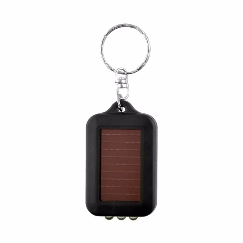 Outdoor Rechargeable Mini Portable Solar Power Black Energy 3LED Light Lamp Keychain Keyring Torch
