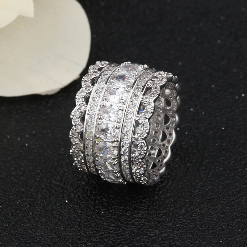 

Bilincolor silver cubic zirconia luxury fashion wedding engagement big ring for women accessories