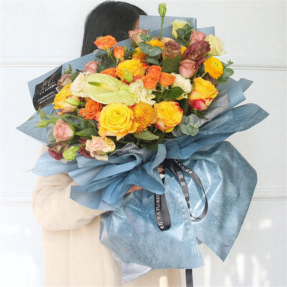 Double color Korean Wrapping Paper Hansu Paper Muqing Paper Waterproof Rose Flowers Gift Wrap