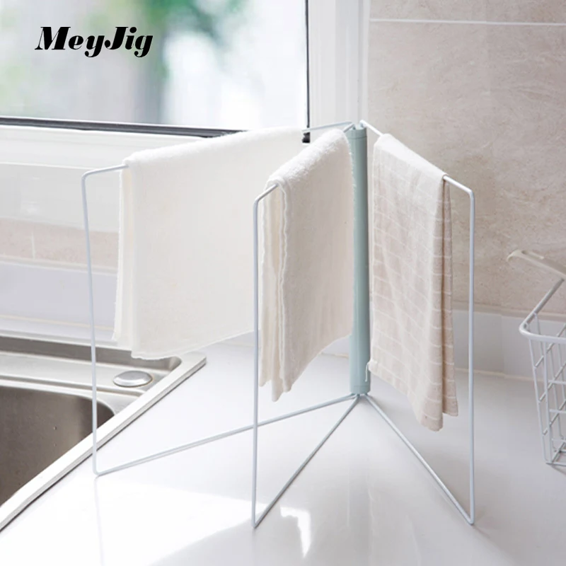Meyjig Vertical Foldable Towel Stand Kitchen Rag Storage Rack Organizer