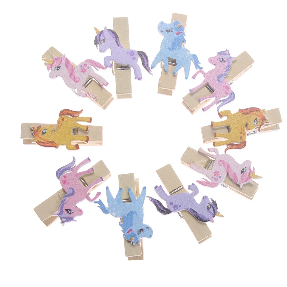 

10pcs Unicorn Wooden DIY Photo Clips Handmade Cartoon Unicorn Wood Photo Clips Holder