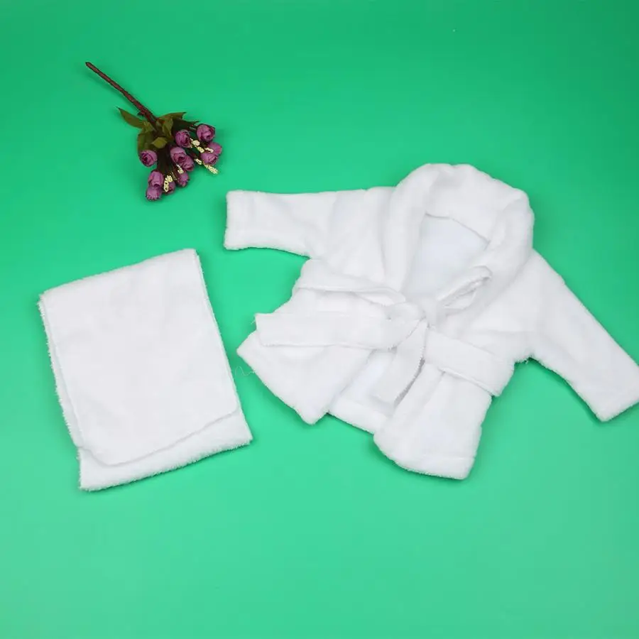 Белый детский реквизит для фотосъемки банный халат+ полотенце для фотосъемки новорожденных Фото Костюм