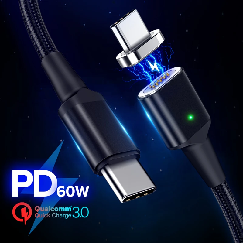 

INIU 60W PD Magnetic Cable Quick Charge 3.0 Type C To USB C Fast Charger Magnet USB-C For Huawei P20 Samsung S9 Plus Type-C Cord