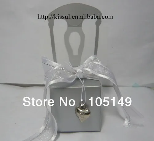 Классическая коробка для конфет, Серебряное кресло, Свадебная коробка с двумя серебряными краями, лента и Серебряное сердце, Очаровательная Свадебная подарочная коробка