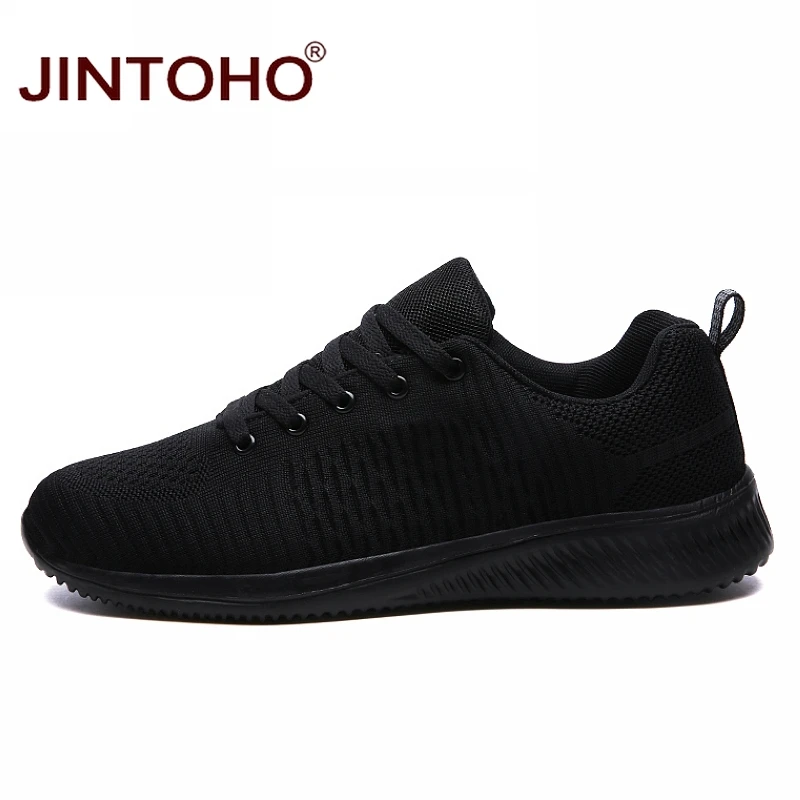JINTOHO/черные мужские кроссовки большого размера; дышащая модная повседневная обувь для мужчин; недорогая повседневная мужская обувь; Брендовые мужские кроссовки; Chaussure