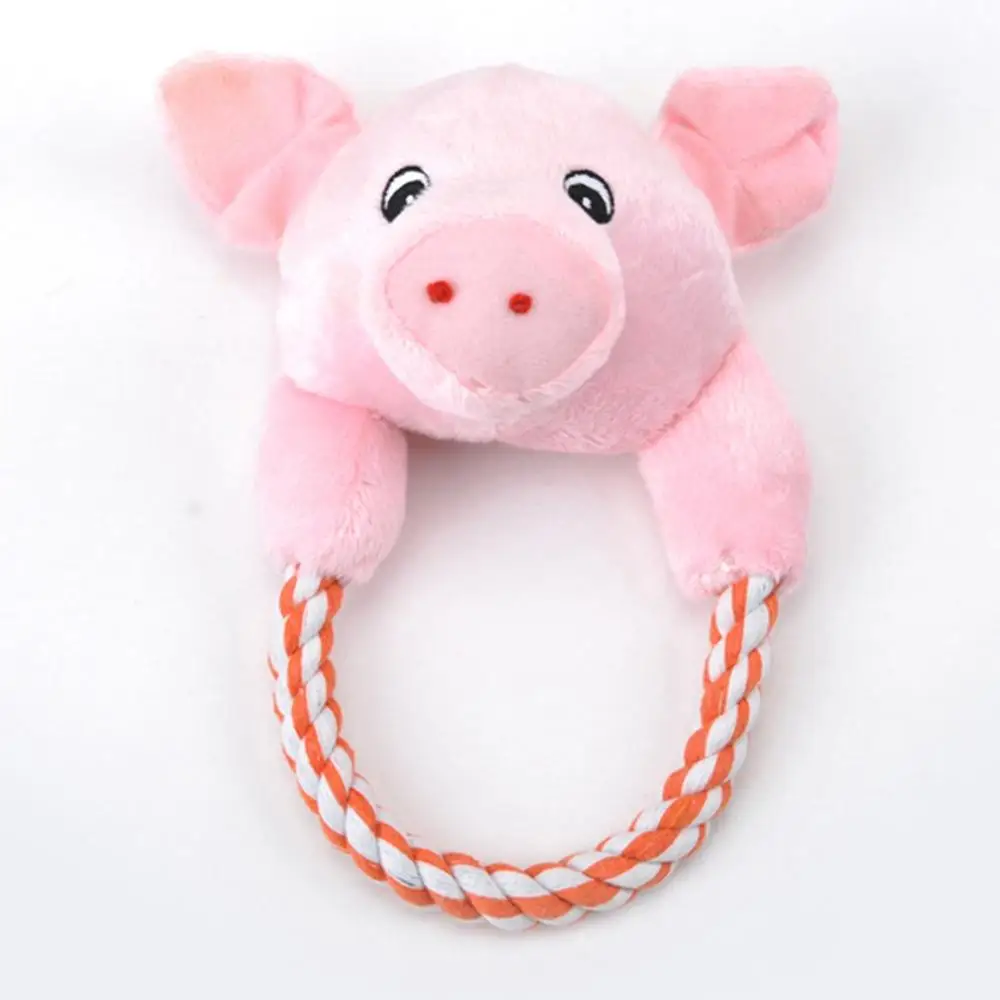 

Cotton Rope Animal Head Plush Toy Cotton Hair Pet Dog Toy Sounding Cotton Rope Toy