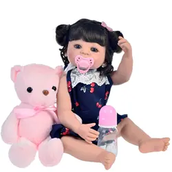 Полный Силиконовый реборн куклы 22 "55 см девушка тело bb reborn младенцы малыш куклы для ребенка подарок на день рождения bebes reborn realista