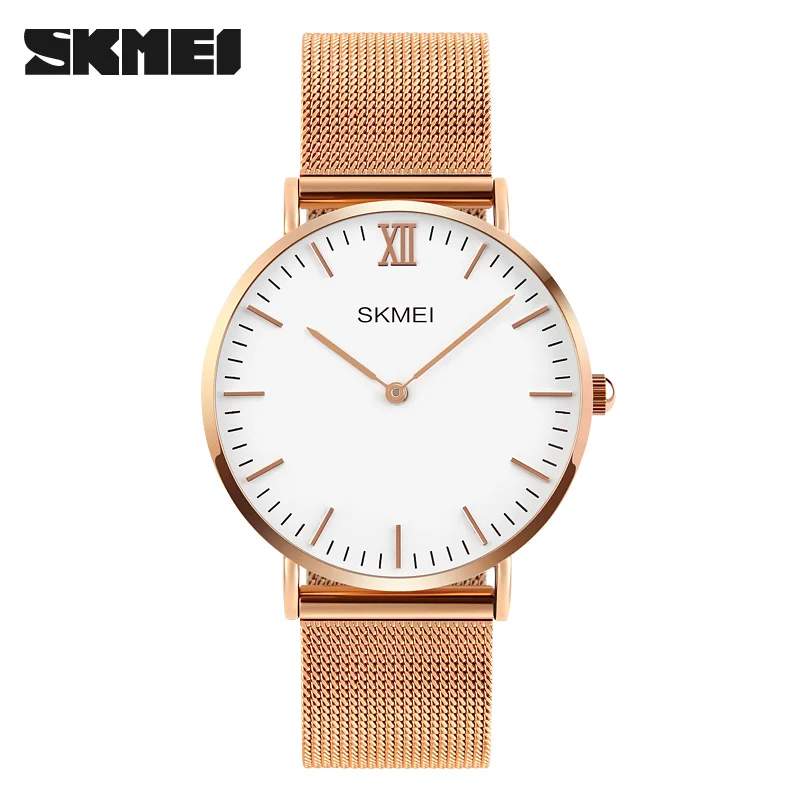 2018 SKMEI Элитный бренд для мужчин часы ультра тонкий нержавеющая сталь часы мужской Кварцевые спортивные часы
