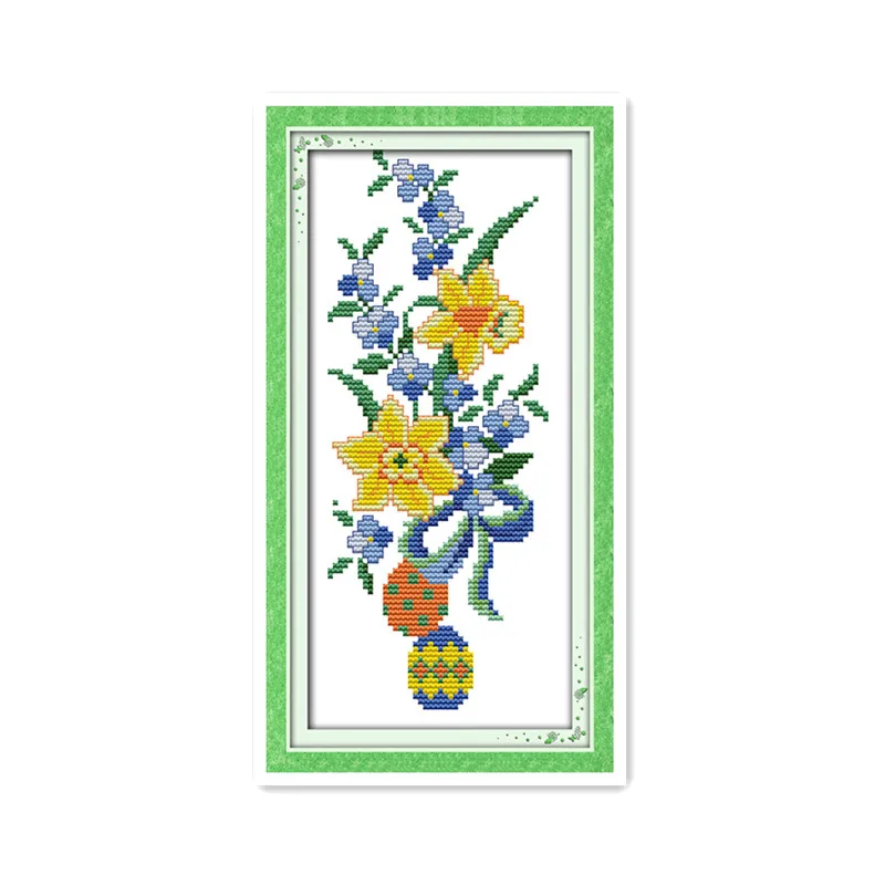 

Vertical version of small 11CT 14CT printing cloth handmade cross stitch kit beetles and petunias minimalist modern painting
