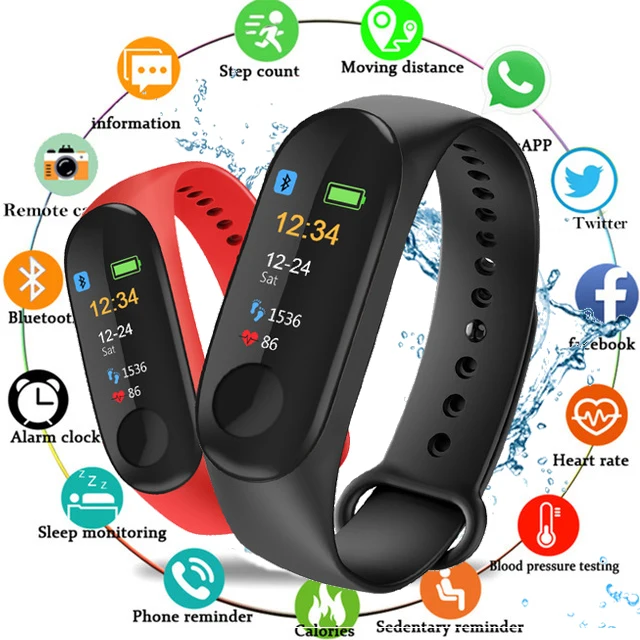 

Stylish Smart Watch Men Women Sport Bracelet Bluetooth Clock Camera Heart Rate Blood Pressure Sleep Monitor Pedometer Band PK M3