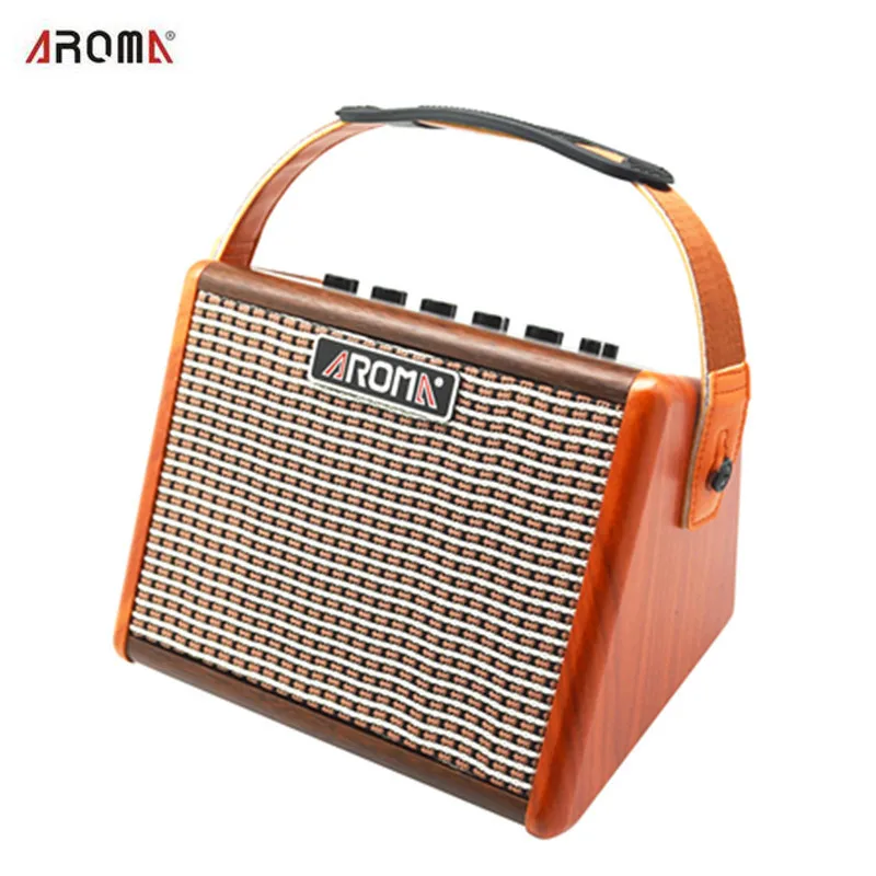 

AROMA AG-15A 15W Portable Acoustic Guitar Amplifier Amp BT Speaker Built-in Rechargeable Battery with Microphone Interface