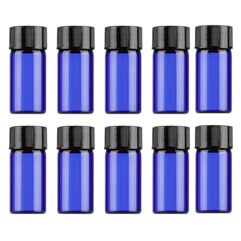 

10 x 2ml Cobalt Blue Glass Essential Oil Bottle Mini Empty Bottle Vials Glass Container Bottle with Orifice Reducers Caps