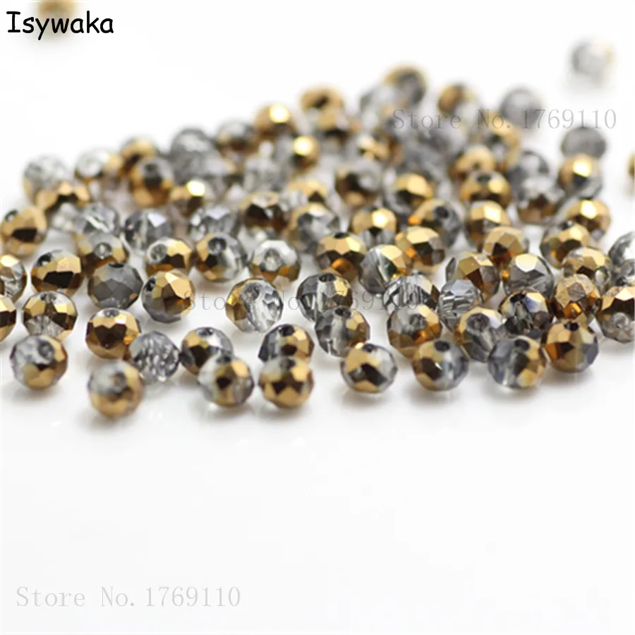 

Isywaka Grey Golden Colors 4mm 145pcs Rondelle Austria Crystal Glass Beads Loose Faceted Round Beads Jewelry Making