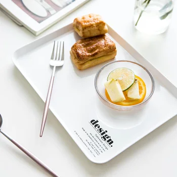 

Nordic Melamine Serving Tray Tea Dessert Breakfast Bread Snack Plate Platter Sundries Storage Tools Home Decration Accessories