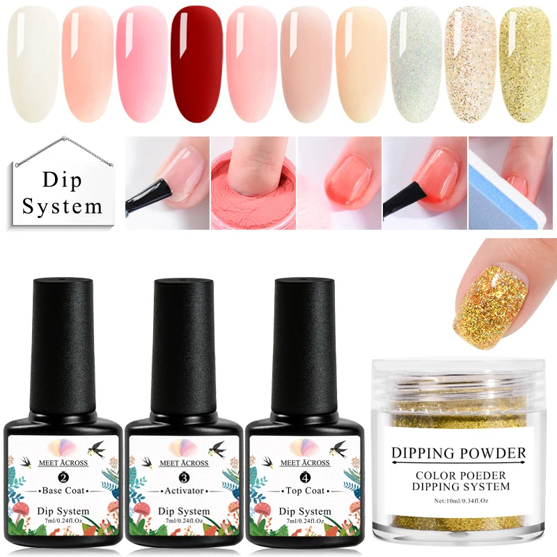 

1/3/4/5pcs/set Dipping Glitter Nail Powder Without Lamp Cure Dip System French Manicure with Base Activator Liquid Gel Kit