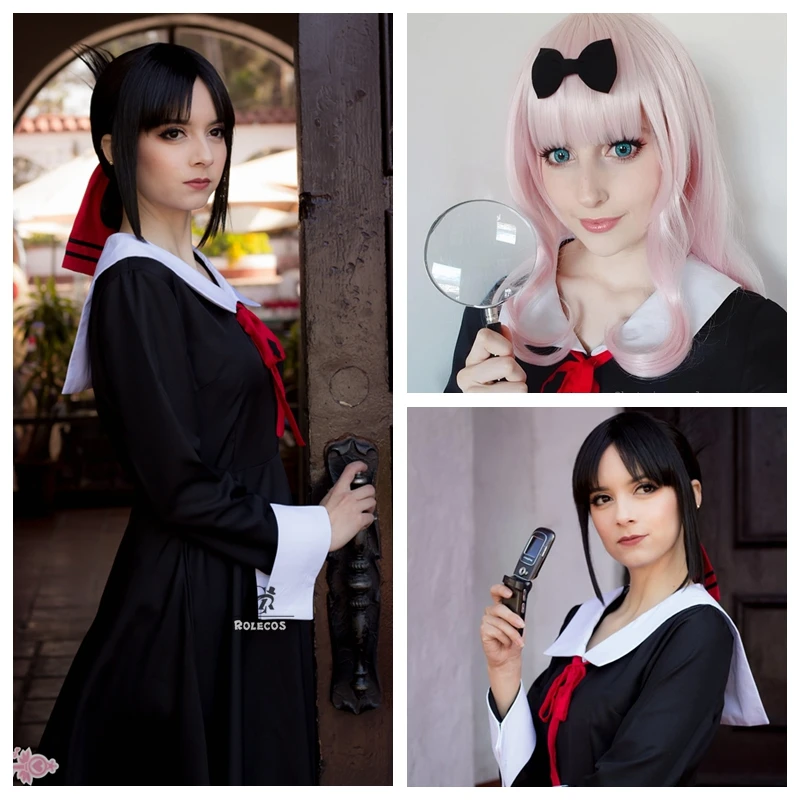 ROLECOS Kaguya-sama: Love is War Косплей волосы Кагуя шиномия Косплей головные уборы 40 см натуральные черные женские волосы