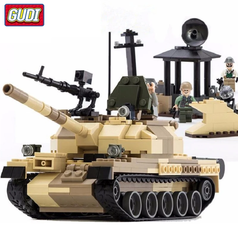 

GUDI Military Building Blocks War Weapon Armed T-62 Tanks Model Bricks Compatible Legoe Blocks Toys For Children Xmas Gifts
