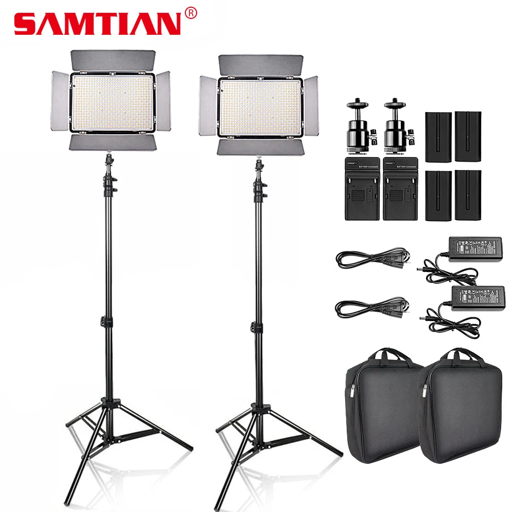  SAMTIAN 2Sets LED Video Light With Tripod Dimmable 3200-5500K 600 LEDs Panel Lamp For Studio Photo  - 32848642600
