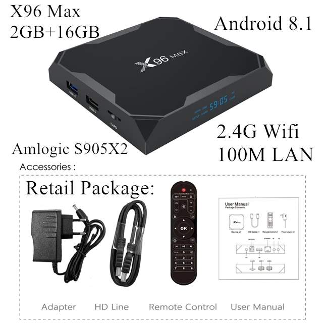 TSINGO X96 Max tv Box Amlogic S905X2 четырехъядерный LPDDR4 4G 64G 2,4G/5,8G двойной Wifi Android 8,1 Bluetooth 1000M 4K HD медиаплеер - Цвет: X96 Max 2GB 16GB