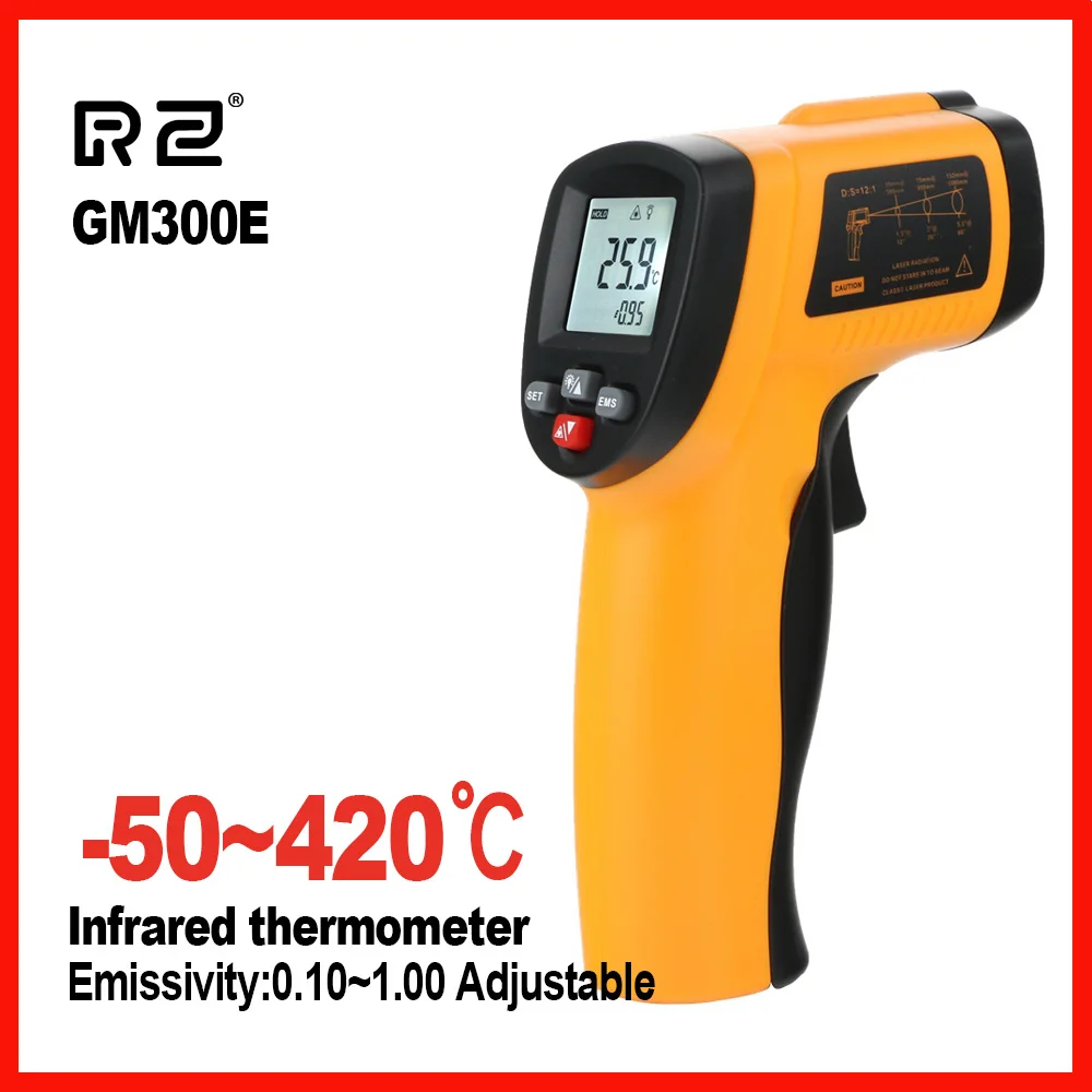 ИК инфракрасный термометр высокой точности ЖК-дисплей тепловизор ручной измеритель температуры RZ GM300E 550E - Цвет: 420 degree