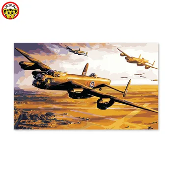 

diy oil painting by numbers World War II fighter jet color fill handmade gift decoration military aircraft military fan old bat