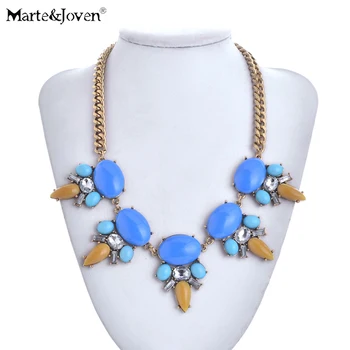 

Marte&Joven Multiple Geometric Pendant Chunky Statement Necklace for Women Vintage Jewelry Antique Gold Chain Chokers Necklaces