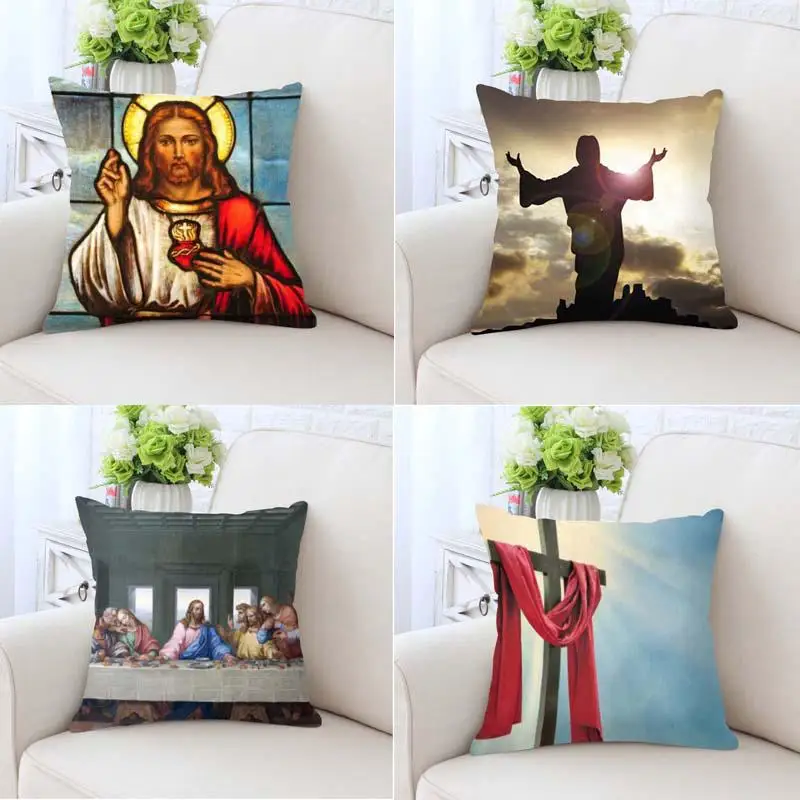 

Jesus Pillow Cross Christ Statue Anel Shuttlesworth Andrew Christian Christianity Religion God Father Amen Cushion For Chair