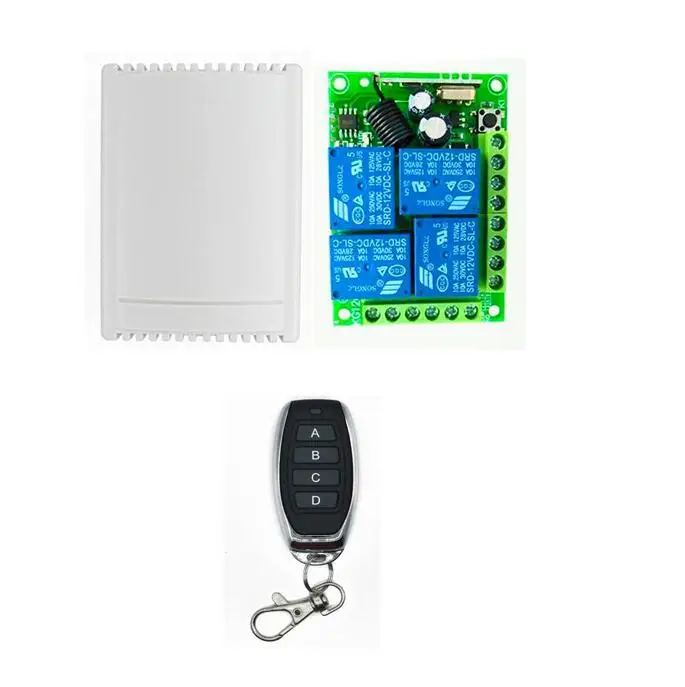 433mhz DC12V 4CH RF Wireless Remote Control Relay Switch Security System Garage Doors Gate