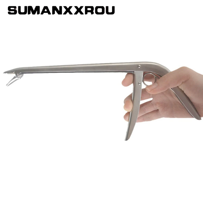 

Stainless Steel Fishing Hook Remover Fish Clip Gun Type With 6" Fishing Lanyard Spring Stretchy Coil Cord