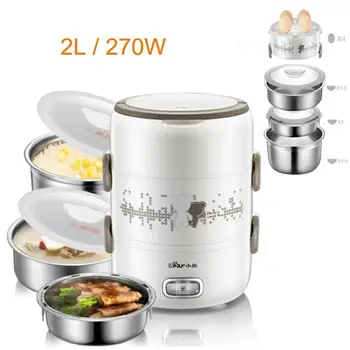 

Insulation Heating Electric Lunchbox 3Layers Steamer Egg Boilers with 3Independent Sealing Cover Stainless Steel Liners
