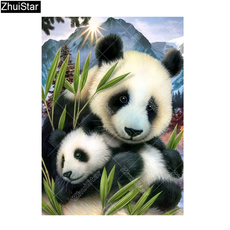 DIY 5D Resin Diamond Painting Animals Picture of Rhinestones Wall Decoration Embroidery Pander Pattern XY1 | Дом и сад