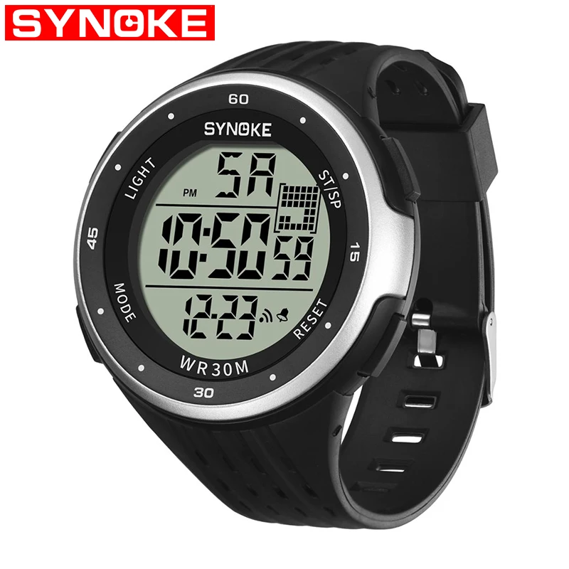 SYNOKE الرجال الرياضة الساعات الرقمية LED عرض المياه مقاومة الإلكترونية ساعة معصم Sportwatch المعصم Montre أوم