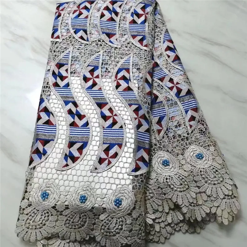 

Latest Design Ankara Dutch Wax African Wax Print Fabric With Cord Lace Fabrics 2019 Beaded Ghana kente Wax Guipure Lace Fabric