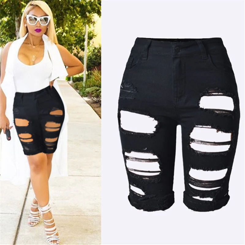 knee length cut off jeans