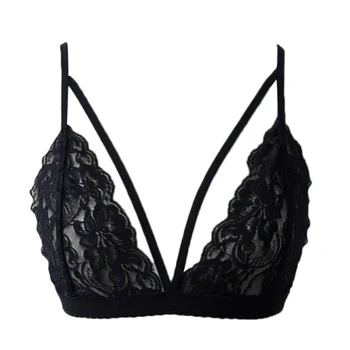 

Women Sexy Hollow Halter Neck Bandage Floral Push Up Bra Tops Lingerie Underwear