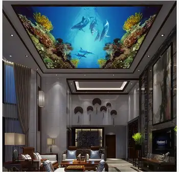 

Custom 3d photo wallpaper 3d ceiling murals wallpaper The coral sea world dream ceiling wallpaper Zenith mural livingroom decor