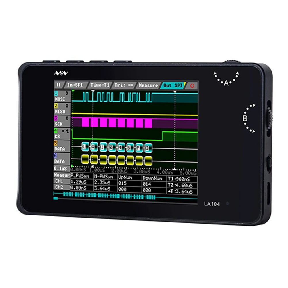 

Mini DSO LA104 Digital Logic Analyzer 2.8 inch Screen 4 Channels Oscilloscope SPI IIC UART Programmable 100MHz Max Sampling Ra