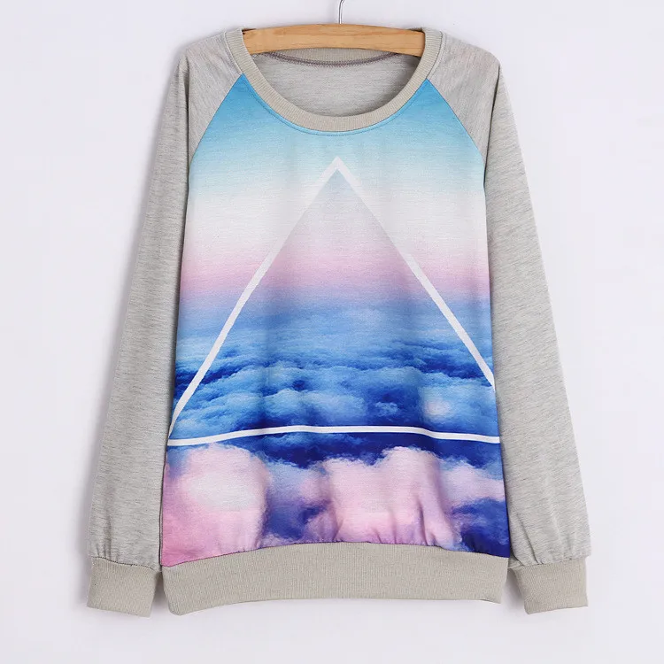 Fashion New 2016 spring sport Hoodies Women pullover thin style Loose plus-size Hoodie scenery printed sweatshirt | Женская одежда