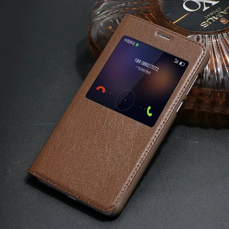 

2017 New Phone Cover For huawei honor 8 Case Ultra Thin Smart Window Style Genuine Leather Case for Huawei honor8 Flip Cases