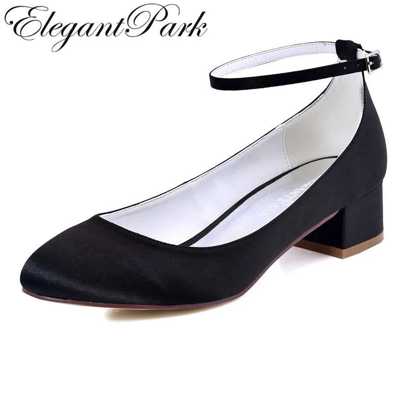 black closed toe heels with strap
