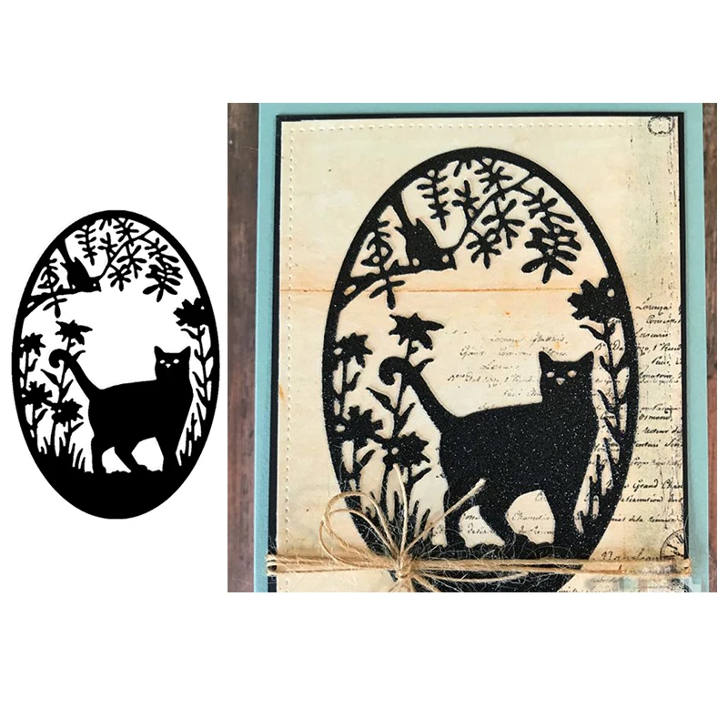 

Metal Cutting Dies Frame Background Cat & Bird Frame Stencils for DIY Scrapbooking Album Stamp Card Embossing New 2019 Die Cut