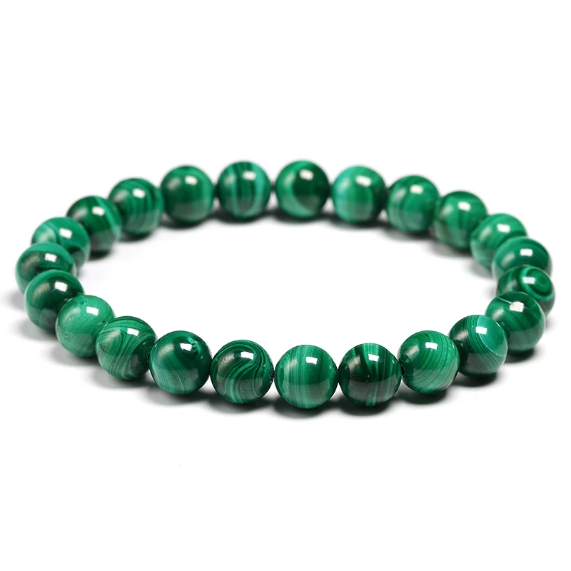 Bracelet en Malachite, AAAAA, Bijoux en Pierre Naturelle, Extensible, Perles pour Homme et Femme