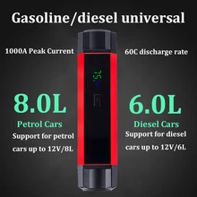 Аварийный стартер скачка 12В 1000A пусковое устройство Портативный автомобиля Мощность банк Зарядное Устройство мотор с автоматическим запуском, Батарея усилитель