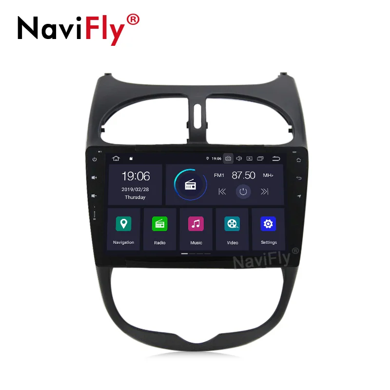 Excellent NaviFly GPS Navigation System Android9.0 Car DVD Player for Peugeot 206 2000-2016 Car Radio Stereo RDS BT 4G WiFi SWC free map 1